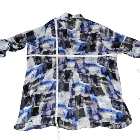 Simply Vera Wang Women's Roll Tab Print Pullover Boho Sheer Blouse Plus Size 2x - Picture 3 of 8